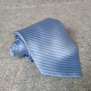 Bachrach Necktie Mens One Size Light Blue Ribbed Diagonal Stripe Silk Blend Tie